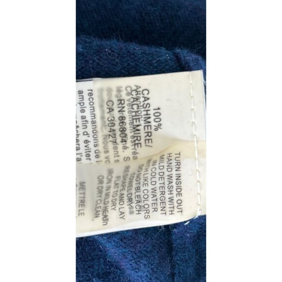 Magaschoni 100% Cashmere Oversized Cardigan Open Front Sweater Blue Ribbed Trim - Picture 7 of 7